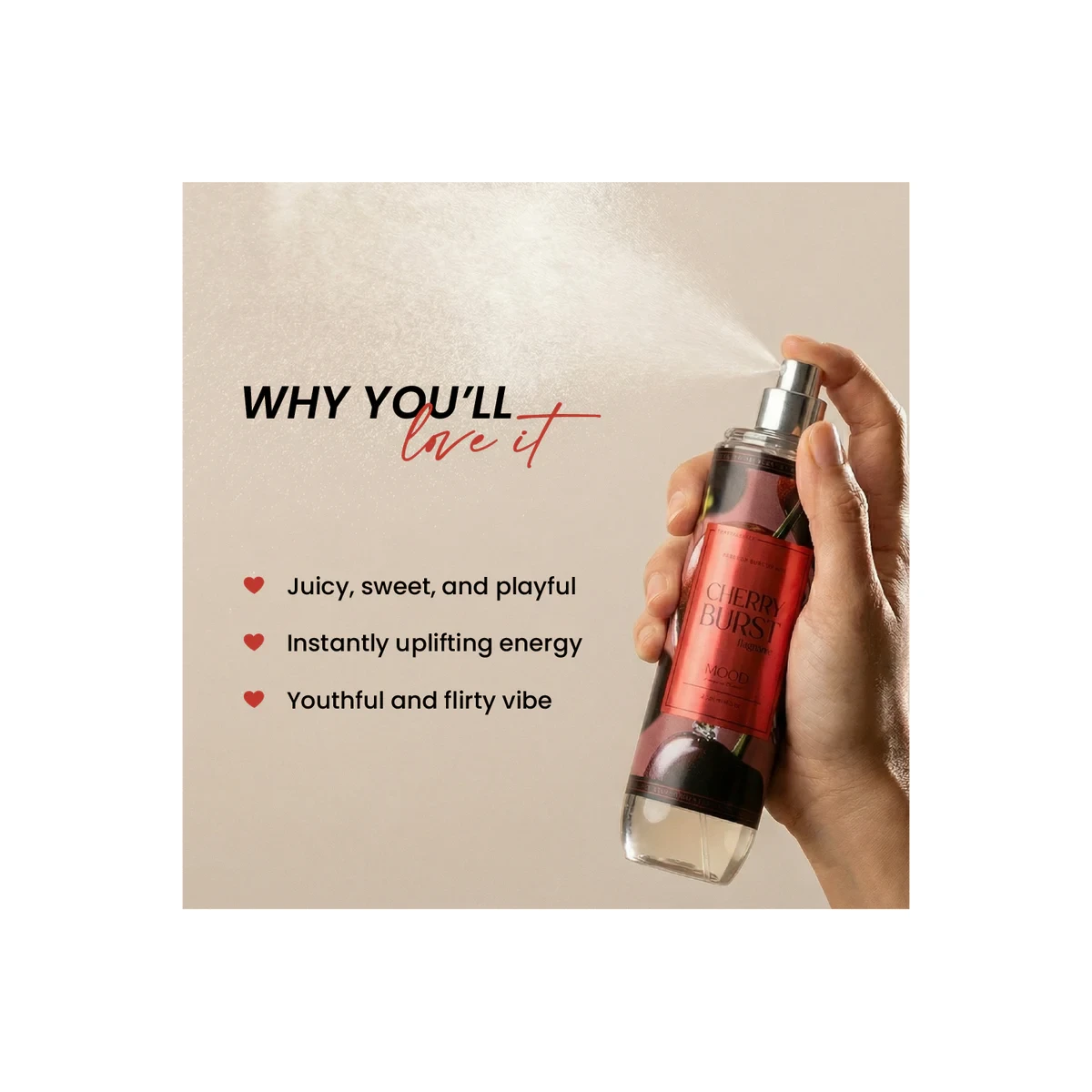 MOOD Cherry Burst Body Splash -220ml - Image 2