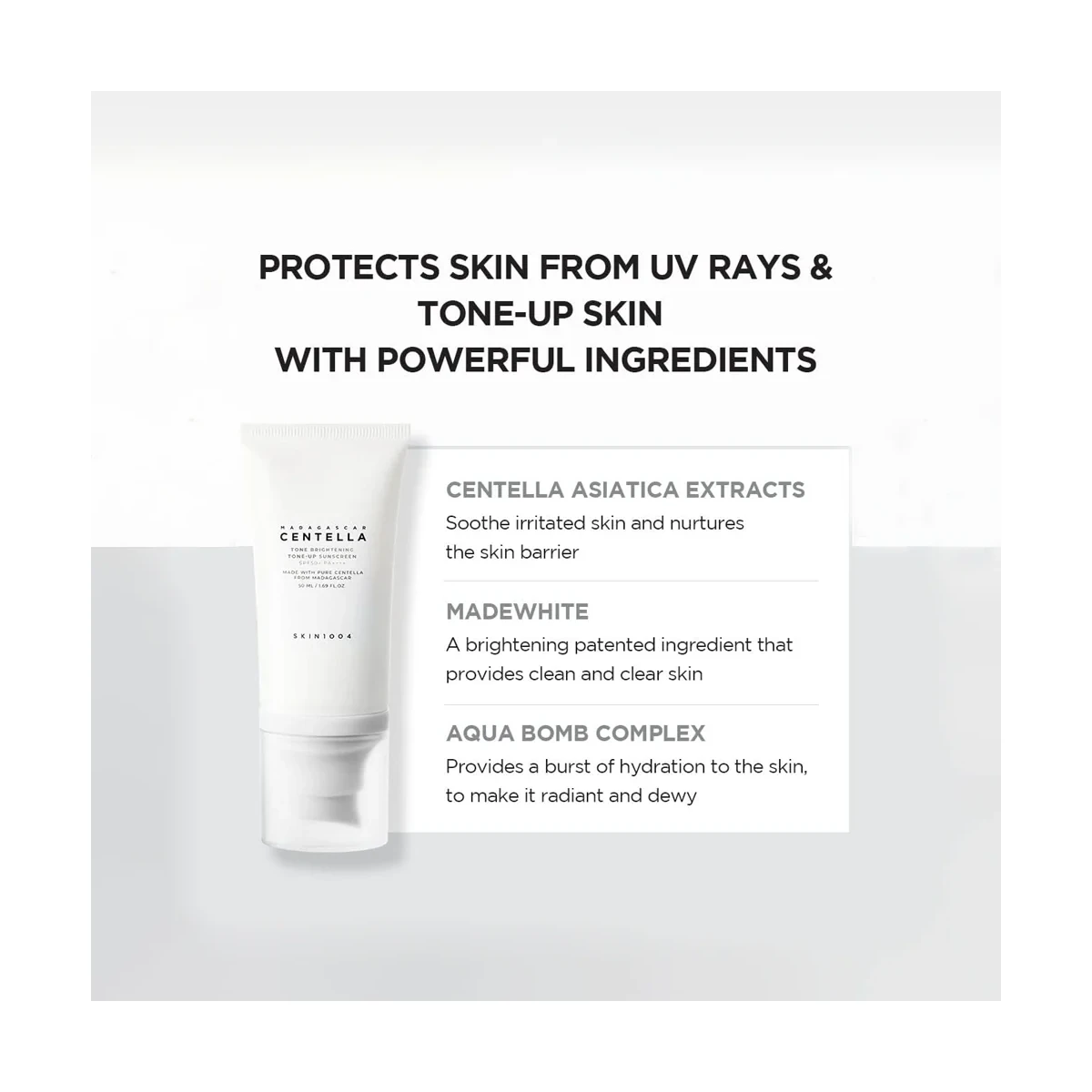 SKIN1004 Madagascar Centella Brightening Tone-Up Sunscreen Spf50+ Cream -50ml - Image 2