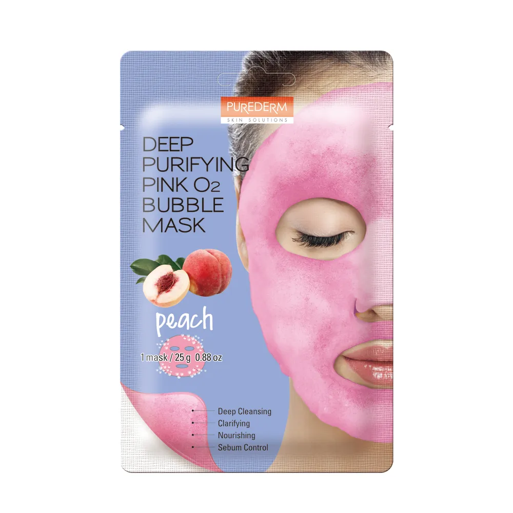 PUREDERM Deep Purifying Pink O2 Bubble Mask Peach 1Pcs
