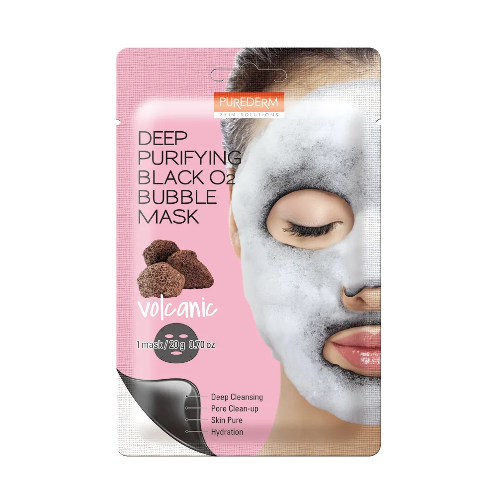 PUREDERM Deep Purifying Black O2 Bubble Mask "Volcanic"