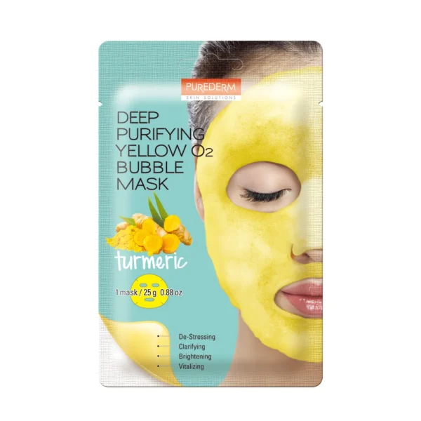 PUREDERM Deep Purifying Yellow O2 Bubble Mask Turmeric 1Pcs