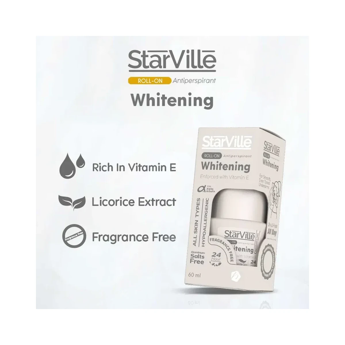 Starville Whitening Roll On Fragrance Free 60 ml