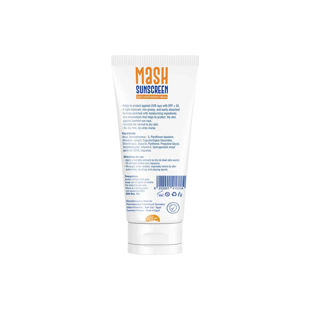 Mash Sunscreen ( Normal & Dry Skin ) Daily Moisturizing Cream SPF50